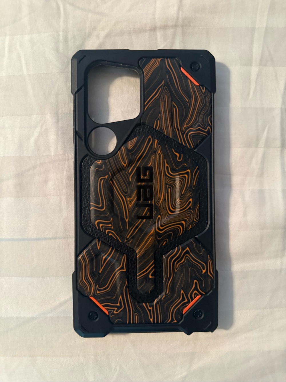 UAG Black Phone Case with Orange Marble Pattern (Limited edition )
